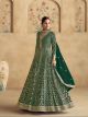 Bottle Green Heavy Embroidered Gown with Dupatta