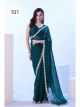 Teal Embellished Saree Partywear