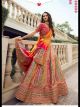 Yellow and Pink silk lehenga choli for wedding
