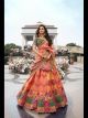 Peach and Yellow silk lehenga choli for wedding