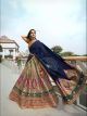 Silver and Navy Blue silk lehenga choli for wedding