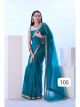 Blue Net Embellished Lace Work Saree