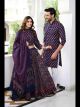 Navy Blue Bagru Printed Lehenga and Kurta Matching Couple Combo Dresses