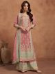 Dark Peach Silk semi-stitched Palazzo Suit