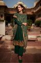 Green pure velvet with embroidery and schiffli work suit