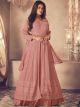 Peach Georgette semi-stitched Indo-Western Dress