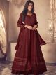 Maroon Georgette semi-stitched Indo-Western Dress