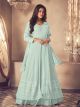 Sky Blue Georgette semi-stitched Indo-Western Dress