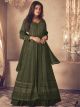 Mehndi Green Georgette semi-stitched Indo-Western Dress