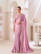 Pink Satin Chiffon Saree For Women