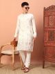 Cream Silk Embroidered and Sequins Work Kurta Pajama