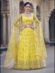 Lemon Yellow Net Partywear Lehenga