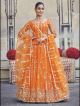 Orange Net Partywear Lehenga