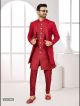 Maroon Embroidered Indo-Western For Men