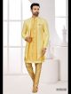 Yellow Embroidered Indo-Western For Men