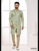 Green Embroidered Indo-Western For Men