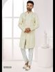 Cream Embroidered Indo-Western For Men