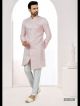 Pink Galaxy Satin Jacquard Indo-Western For Men