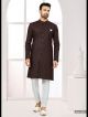 Brown Galaxy Satin Jacquard Indo-Western For Men