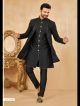 Black Embroidered Indo-Western For Men