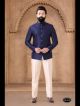 Blue Jacquard Jodhpuri Suit