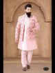 Pink Silk Kurta Pajama With Jacket 3pc Set