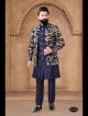 Blue Silk Kurta Pajama With Jacket 3pc Set