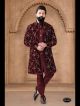 Maroon Silk Kurta Pajama With Jacket 3pc Set