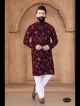 Maroon Velvet Kurta Set