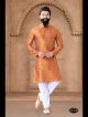 Orange Jacquard Kurta Set