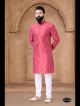 Pink Jacquard Kurta Set