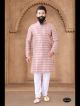 Pink Jacquard Kurta Set