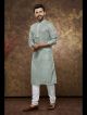 Silver Poly Cotton Kurta Pajama