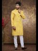 Yellow Poly Cotton Kurta Pajama