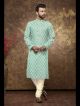 Sea Green Poly Cotton Kurta Pajama