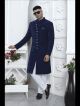 Navy blue designer nawabi indo western sherwani