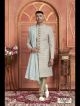 Pista Green Nawabi Men's Sherwani For Groom