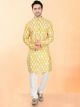 Yellow Cotton Rayon Kurta Set