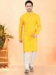 Yellow Rayon Kurta Set For Haldi