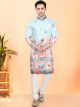 Light Blue Cotton Rayon Kurta Set
