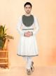 Cream & Green Cotton Silk Kurta Set