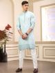 Pista Green Computer Thread Work Art Silk Kurta Pajama