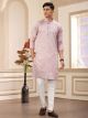 Onion Computer Thread Work Art Silk Kurta Pajama