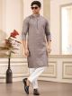 Brown Computer Thread Work Art Silk Kurta Pajama