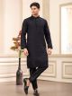 Black Computer Thread Work Art Silk Kurta Pajama