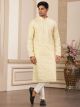 Yellow Computer Thread Work Art Silk Kurta Pajama