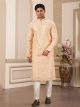 Peach Computer Thread Work Art Silk Kurta Pajama