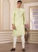 Green Computer Thread Work Art Silk Kurta Pajama