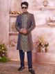 Blue New Style Sherwani For Men