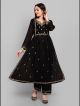 Black Embroidered Naira Cut Kurti